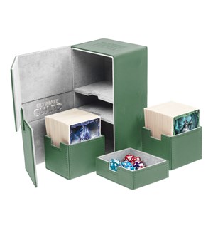 Deck Box Flip'nTray Lær Twin 200+ Grønn Twin Flip n Tray - Til 200 kort m/Sleeve 